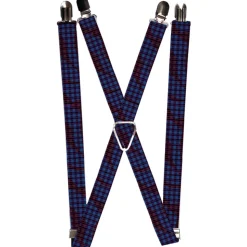 Suspenders - 1.0" - Buffalo Plaid Abstract White/Black/Turquoise