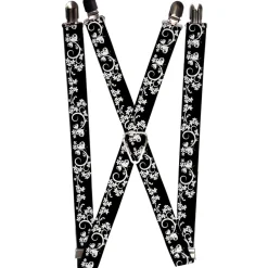 Suspenders - 1.0" - Butterfly Garden2 Black/White