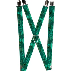 Suspenders - 1.0" - Cali Bear/Palm Trees/Geometric Green