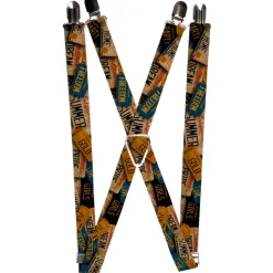 Suspenders - 1.0" - Cali License Plates Stacked Vintage