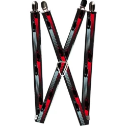 Suspenders - 1.0" - Cars 3 Cars Stripes Grays Blues Reds