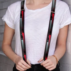 Suspenders - 1.0" - Cars 3 Cars Stripes Grays Blues Reds