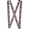 Suspenders - 1.0" - Cars 3 "7 TIME CHAMP" Banner Gray Red White