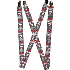 Suspenders - 1.0" - Cars 3 "7 TIME CHAMP" Banner Gray Red White