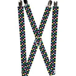 Suspenders - 1.0" - Checker Black/Multi Pastel