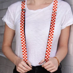 Suspenders - 1.0" - Checker Red/White
