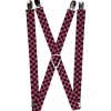 Suspenders - 1.0" - Checker Black/Honeysuckle Red