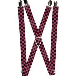 Suspenders - 1.0" - Checker Black/Honeysuckle Red