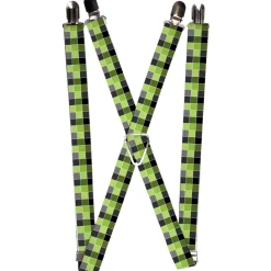 Suspenders - 1.0" - Checker Mosaic Green