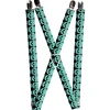 Suspenders - 1.0" - Checker & Stripe Skulls Black/White/Green