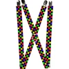 Suspenders - 1.0" - Checker Black/Multi Neon