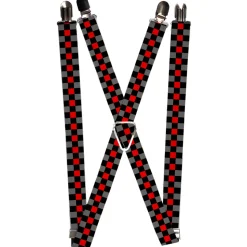 Suspenders - 1.0" - Checker Black/Gray/1 Red