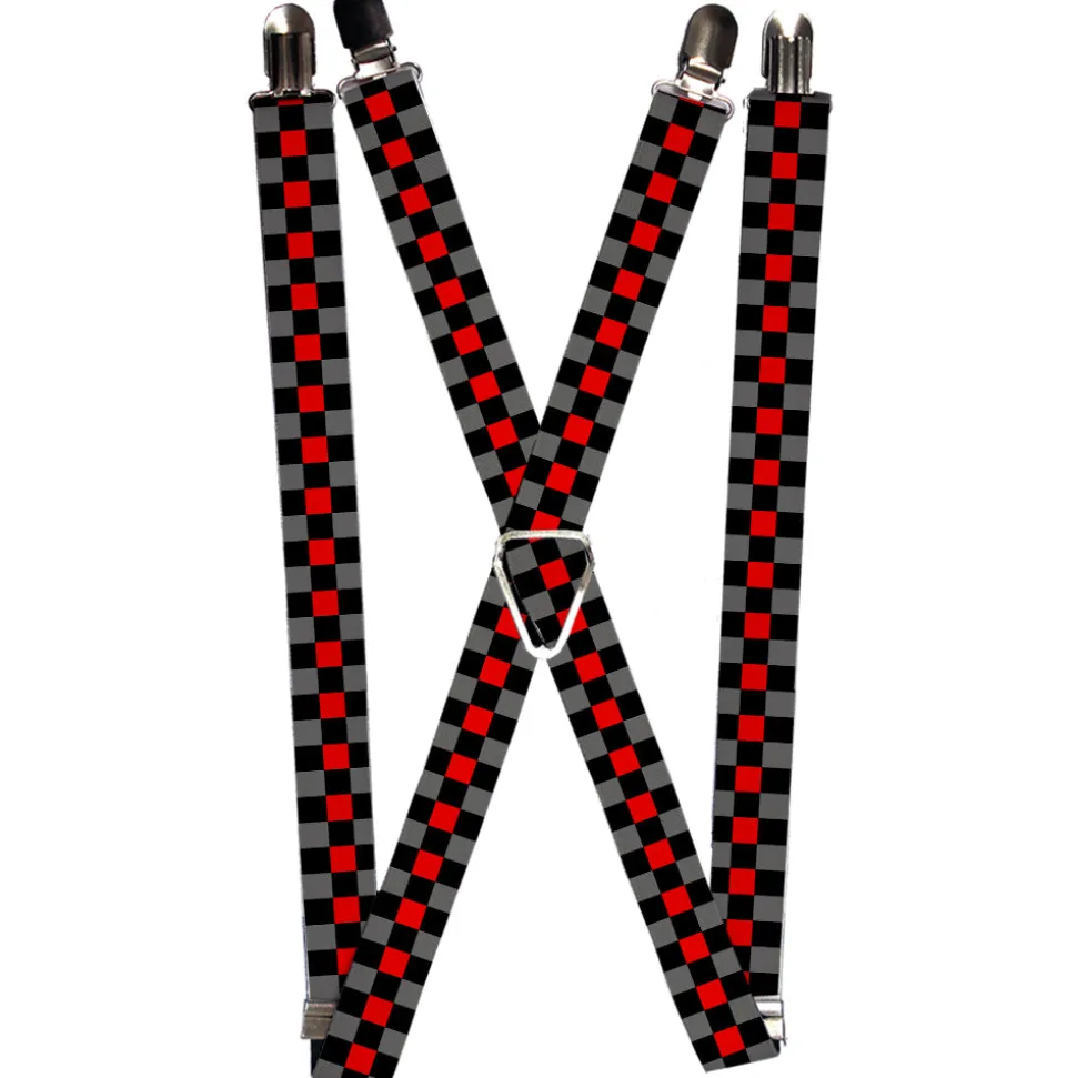 Suspenders - 1.0" - Checker Black/Gray/1 Red