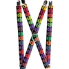 Suspenders - 1.0" - Checker & Stripe Skulls Black/Multi Neon