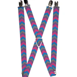 Suspenders - 1.0" - Chevron Weave Gray/Lavender/Pink/Baby Blue