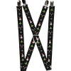 Suspenders - 1.0" - Christmas Blocks Black/White/Multi Color