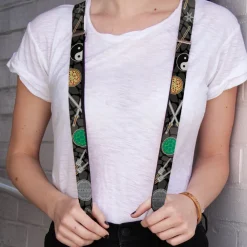 Suspenders - 1.0" - Classic Teenage Mutant Ninja Turtles Gear Elements Black Gray Turtle Shell