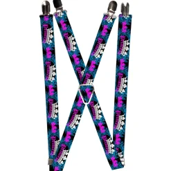 Suspenders - 1.0" - Crown Princess Oval Black/Turquoise