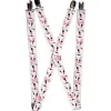 Suspenders - 1.0" - CRUELLA Lipstick Icon Scattered White Black Pink