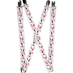 Suspenders - 1.0" - CRUELLA Lipstick Icon Scattered White Black Pink