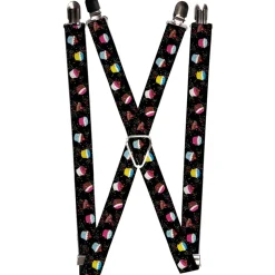 Suspenders - 1.0" - Cupcake Sprinkles Black/Multi Color