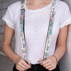 Suspenders - 1.0" - Cute Bunnies Multi Pastel