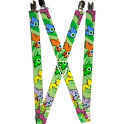 Suspenders - 1.0" - Cute Dinosaurs Yellow/Green
