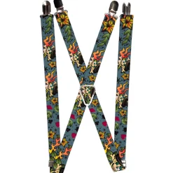 Suspenders - 1.0" - Death or Glory CLOSE-UP Gray