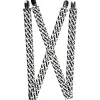 Suspenders - 1.0" - Diagonal Handlebar Mustaches White/Black