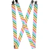 Suspenders - 1.0" - Diagonal Stripes White/Multi Color