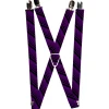 Suspenders - 1.0" - Diagonal Stripes Black/Purple