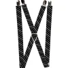 Suspenders - 1.0" - Diagonal Stripes Scribble Gray/Black