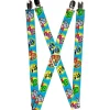 Suspenders - 1.0" - Dinosaur Superhero Baby Blue