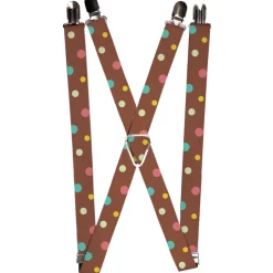 Suspenders - 1.0" - Dots Brown/Multi Pastel