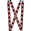 Suspenders - 1.0" - Double SWAG Black/White/Red Stripe