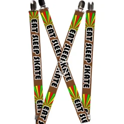 Suspenders - 1.0" - EAT SLEEP SKATE Brown/Rasta Burst