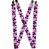 Suspenders - 1.0" - Eighties Hearts Black/Fuchsia/White