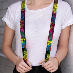 Suspenders - 1.0" - Eighties Shades Tapes Black/Neon