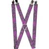 Suspenders - 1.0" - Eighties Stars1 Black/White/Fuchsia