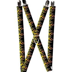 Suspenders - 1.0" - Flames Black/Yellow/Orange