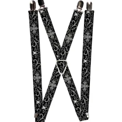 Suspenders - 1.0" - Fleur-de-Lis w/Filigree Black/Gray