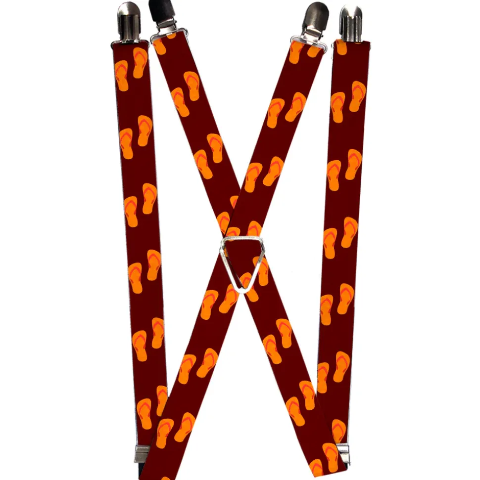 Suspenders - 1.0" - Flip Flops Burgundy/Orange
