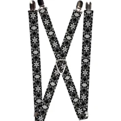 Suspenders - 1.0" - Floral Collage Black/Gray/White