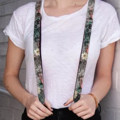 Suspenders - 1.0" - Flowers w/Filigree Pink