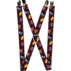 Suspenders - 1.0" - Flying Owls w/Leaves Black/Multi Color