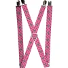Suspenders - 1.0" - Ford Mustang w Bars w Text PINK LOGO REPEAT