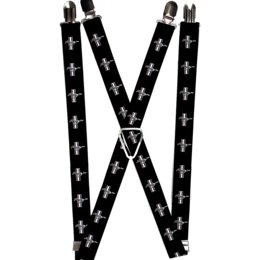 Suspenders - 1.0" - Ford Mustang w Bars Logo REPEAT