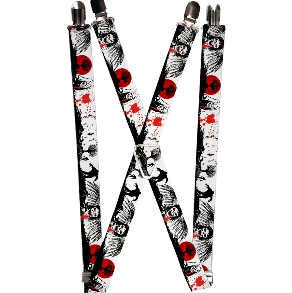 Suspenders - 1.0" - Fright Night White/Black/Red