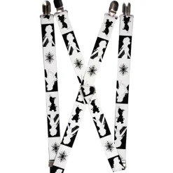 Suspenders - 1.0" - Frozen II Anna Olaf Elsa Silhouette Pose Blocks Black White