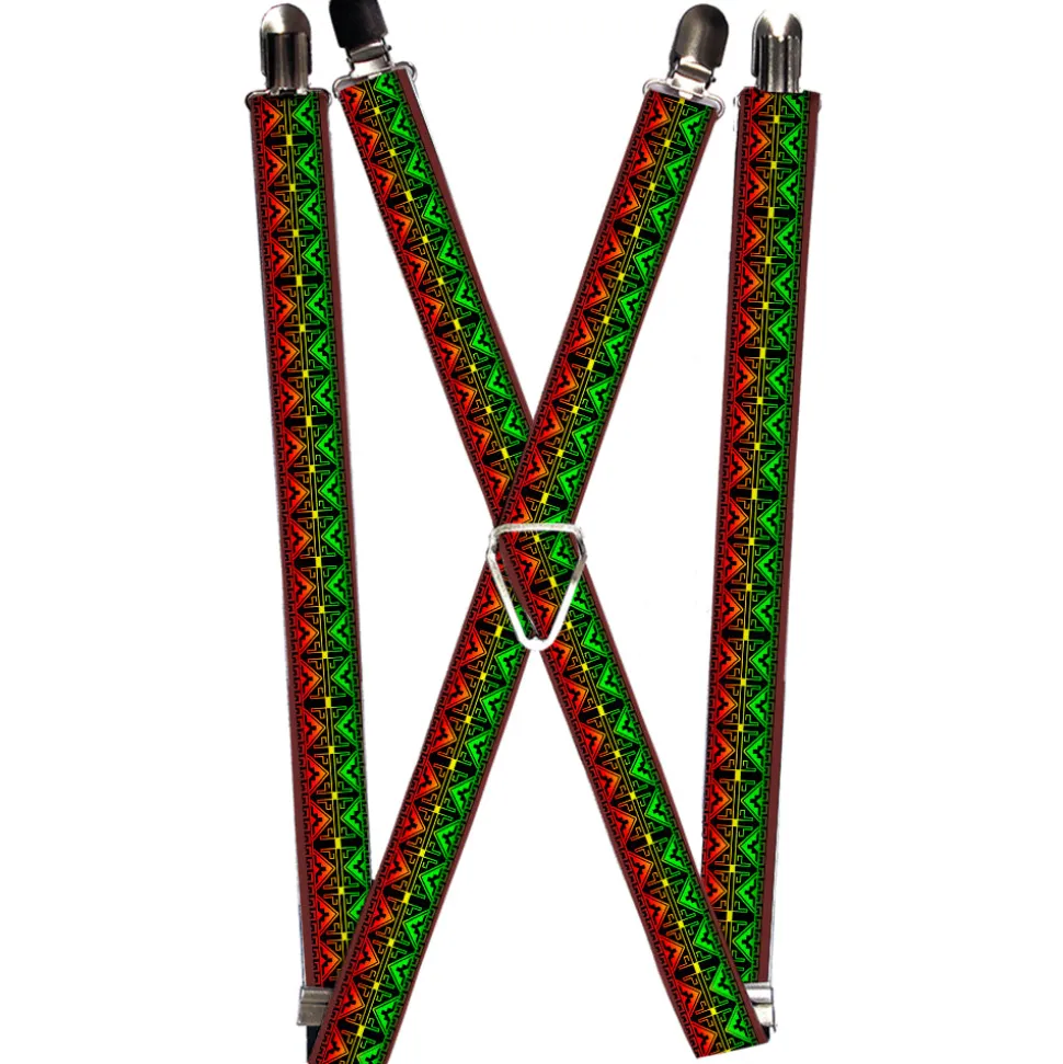 Suspenders - 1.0" - Geomteric2 Black/Red/Yellow/Green